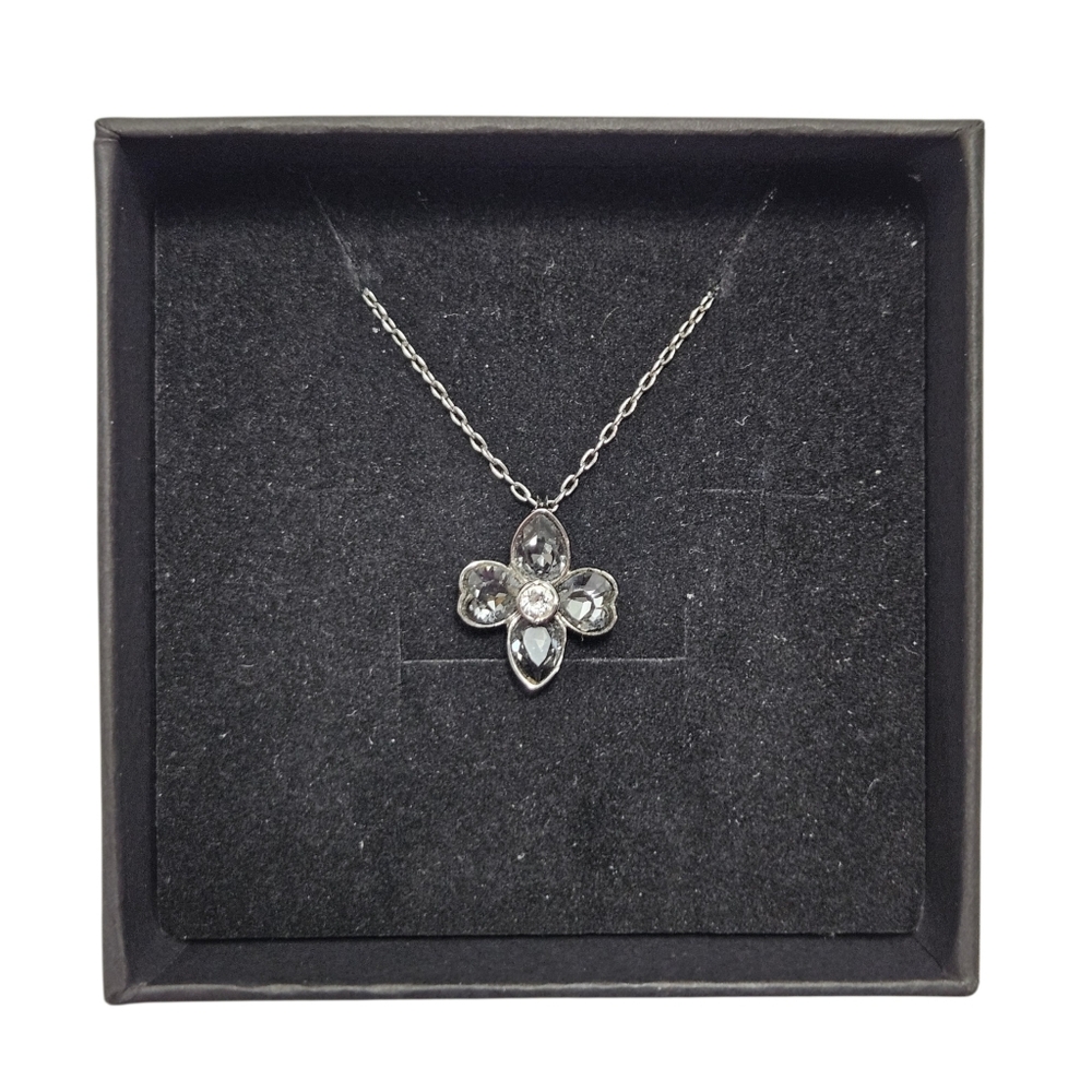 Swarovski Black Crystal Floral Pendant Necklace